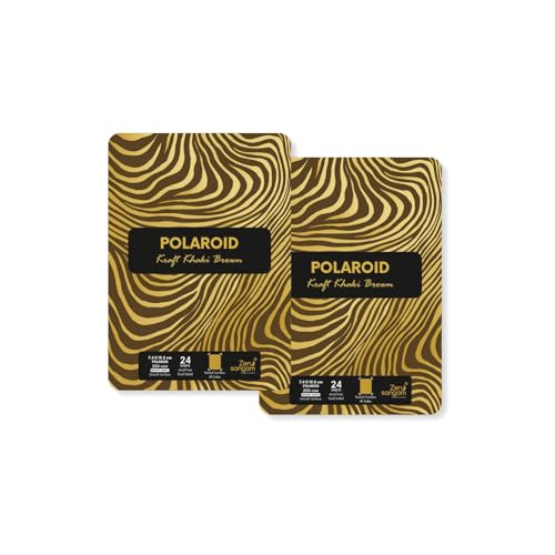 Zen Sangam Artists’ Khaki Brown Polaroid Sheets - A7(Pack of 2) - 250 GSM Kraft Khaki Brown - (24+24 Sheets) - Smooth Surface - Size A7(10.5x7.4cm) - Round Corner - for Gouache, Acrylics, Glitter Pen