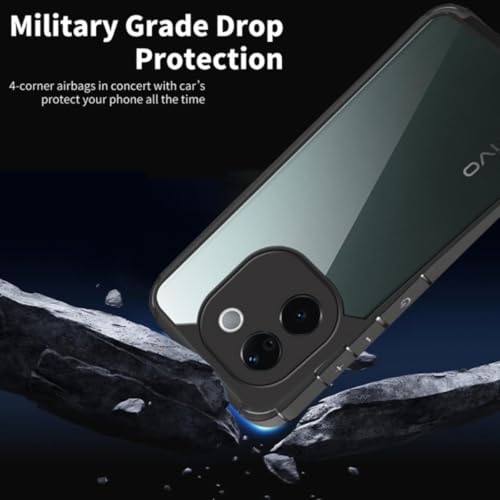 Image of SHINESTAR Ultra Slim Clear Back Cover for iQOO Z9s Pro 5G / Vivo T3 Pro 5G, Transparent Hybrid Hard Shell Plastic & Soft Silicone Rubber Bumper, Non-Yellow Acrylic Protective Cover - Black