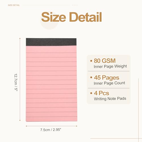 Carnet de poche ligné PATIKIL pour structurer vos notes de bureau roses - 2