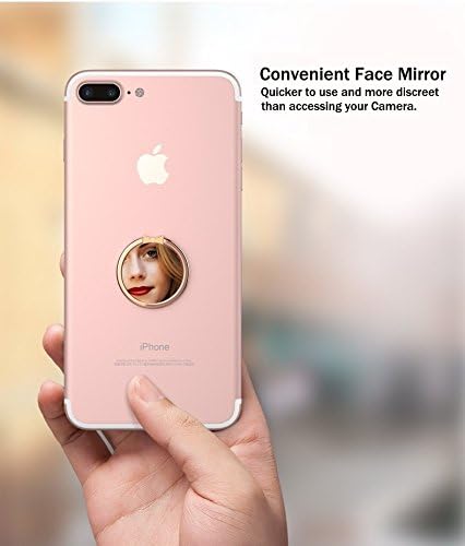 Phone Ring Finger Holder, Stand, Mirror - MAXIMEST 360 Rotation Grip and Kickstand Accessory, Compatible with All Smartphones, iPhone, Samsung Galaxy S, Note, Z Fold, Flip, Tablets, iPad (Rose Gold)
