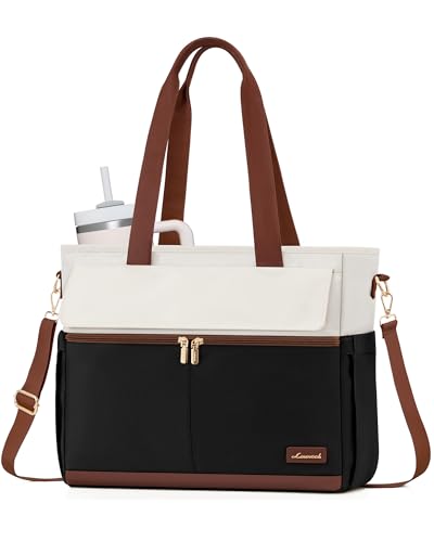 LOVEVOOK Laptop Bag for Women 15.6 Inch Canvas Laptop Large Capacity Work Bags Mutiple Pockets Teacher Bag Water Resistant Computer Bags for Business Travel Nurse