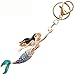 Bolbove Pretty Mermaid Sparkling Charm Blingbling Keychain Crystal Rhinestone Pendant (Blue)
