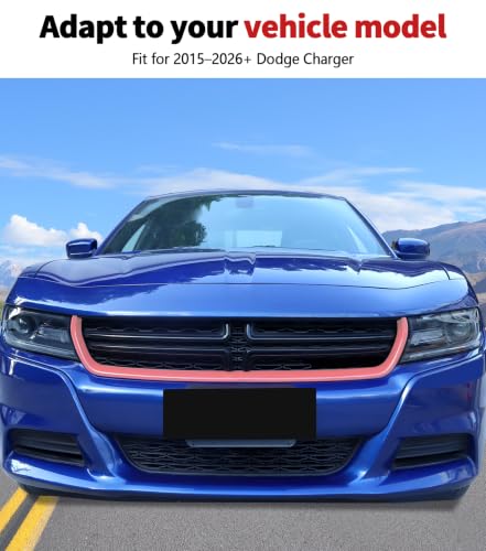 Image of Voodonala for Charger Front Grille Inserts Trim for 2015-2023 Dodge Charger, Radiator Grill Cover Protector, ABS Pink Exterior Accessories, 2PCS