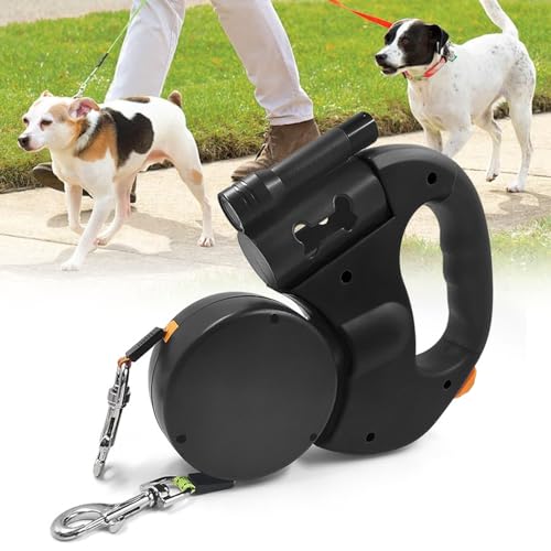 Accessoires d'animaux extensibles : laisse double rétractable avec LED
