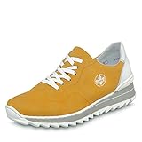Flexible Laufsohle Rieker Damen Frühjahr/Sommer M6929 Slip On Sneaker, Gelb (Gelb/Weiss/ 68 68), 42 EU