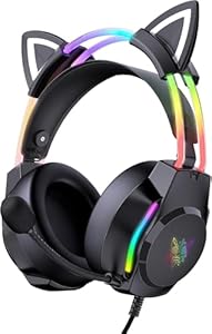 ONITOON Gaming Headset mit Katzenohren RGB Schwarz