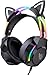 ONITOON Gaming Headset mit Katzenohren & Mikrofon – RGB-Regenbogenbeleuchtung & 7.1 Virtual Surround Sound – 3,5-mm-kabelgebundene Over-Ear-Kopfhörer für PC/PS4/PS5/Xbox/Switch (Ergonomisches Design)