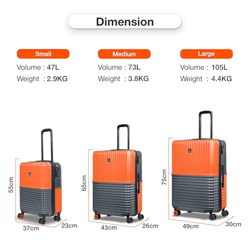 Image of Nasher Miles Istanbul Hard-Sided ABS and PC Cabin Luggage 20 inch | 55cm | 8 Wheels Small Trolley Bag for Travel | Suitcase (Orange Grey)