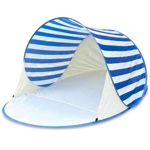 Gemuseeee Pop-up Beach Tent, Instant Setup Shade Tents for Outdoors, Portable Foldable Beach Sun Shelter for Summer - Blue Stripes Pop-Up Tent, Shade Tents for Outdoors, Sun Shelt