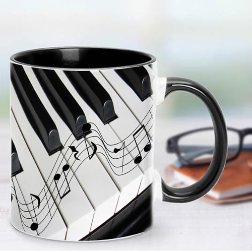 Music Themed Coffee Mugs, Travel Mug Guitar Cup, Musical Notes Design Piano Coffee Mugs, 350 ml Ceramic Mugs with Handle, Tea Mug Desk Decor, Funny Tea Mug Music Lover Giifts