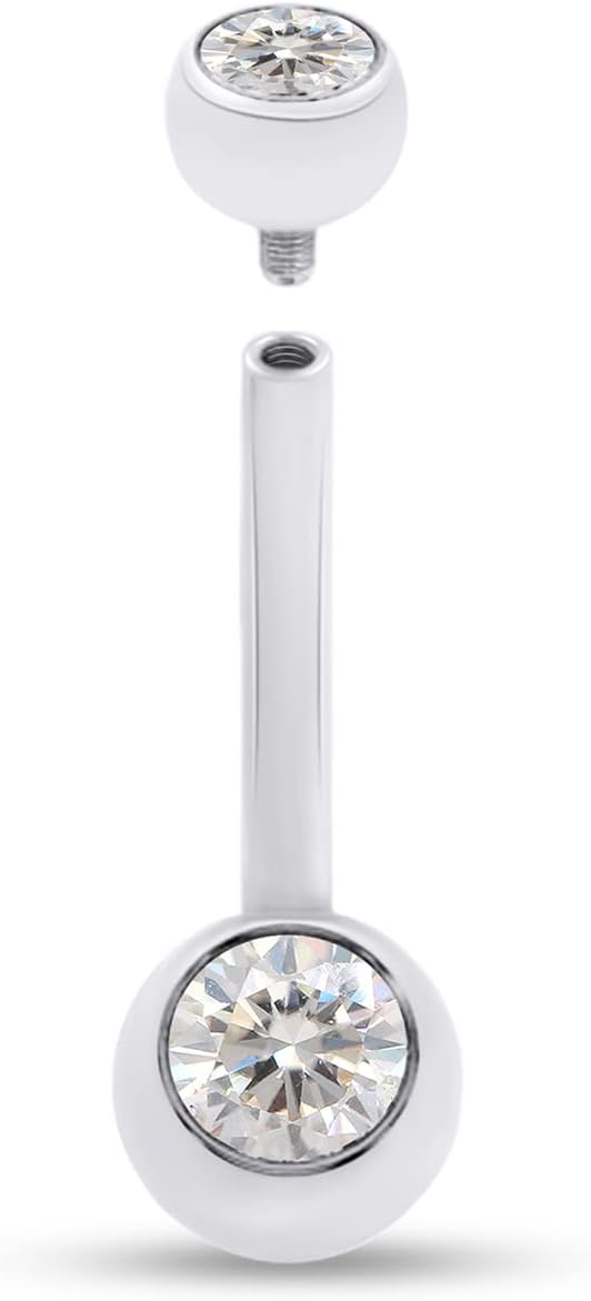 SAVEARTH DIAMONDS 1/3 Carat Round Cut Moissanite & Lab Grown Diamond Belly Button Navel Rings Body Piercing Jewelry For Women In 14K Gold Over Sterling Silver (VVS1 Clarity, 0.33 Cttw) - Image 5