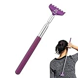 TOOGOO(R)Telescopic Stainless steel Compact Scratching Tool Extendable 20-68cm Back Scratcher Massager 5 Section (Purple)