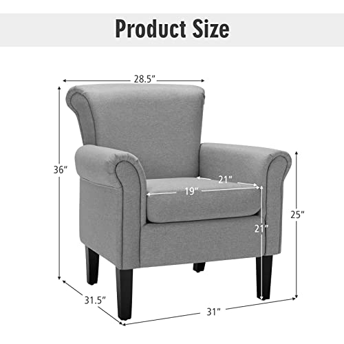 Sillón de Tela Plegable Gris Claro miniatura 3