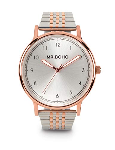MR. BOHO Reloj Analógico para Adultos Unisex de Cuarzo con Correa en Acero Inoxidable 73-CI