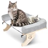 Celecteco - Hamaca Gato Ventana con Funda de Algodón Transpirable - Cama Ventana para Gatos Premium - Resistente y Fácil de Montar - Tamaño Grande 63x40 cm - Soporta hasta 20 Kg