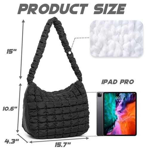 Image of VH&GRED Puffer Quilted Carryall Bag Large Padding Tote Lightweight Crossbody Purse Casual Hobo Handbag for Women