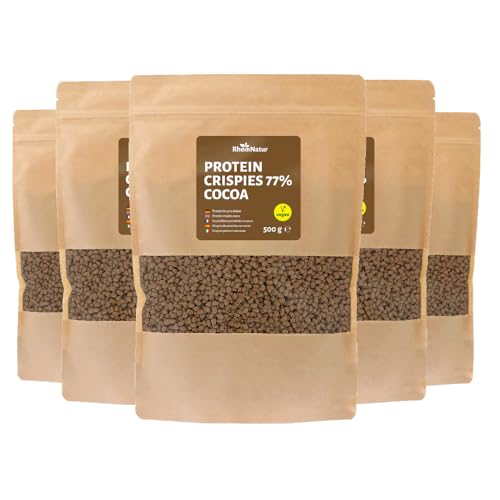 RheinNatur Soja Protein Crispies Kakao 77% Eiweiß 2,5 kg - vegane Eiweißquelle ohne Zuckerzusatz - knuspriges Topping für Müsli, Joghurt & Salate, für herzhafte Gerichte & selbstgemachte Riegel