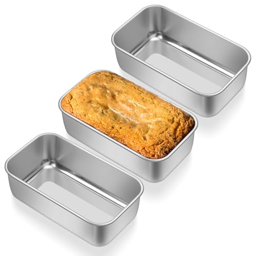 E-far Mini Loaf Pan Set of 3, Small Stainless Steel
