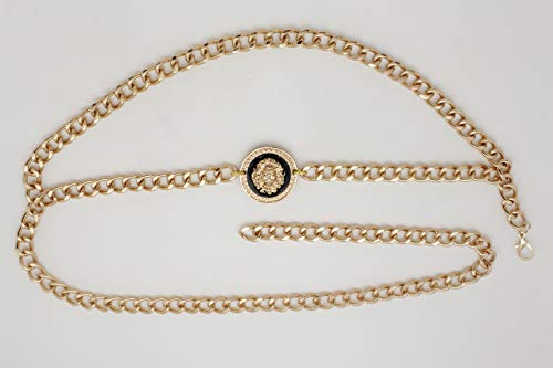 Women’s Trendy Gold Metal Chain Links Belt with Lion Head Charm – Adjustable Fit M/L/XL – Waist or Hip Wear2
