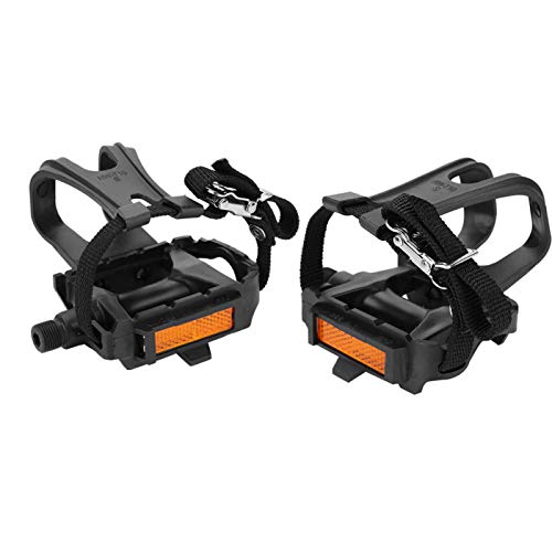 Bike Pedal with Toe Clip Cage, 1 Pair Bike Pedals with Clips and Straps for Outdoor Cycling and Indoor Stationary Bike Universal Bike Pedals for Mountain Bikes Road Bike Accessories