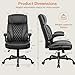 Office Chair Flip Up Arms, Executive Leather Office Chair Ergonomic Desk Chair with Lumbar Support, Adjustable Headrest, Computer Chair Home Office Desk Chair with Rocking Function