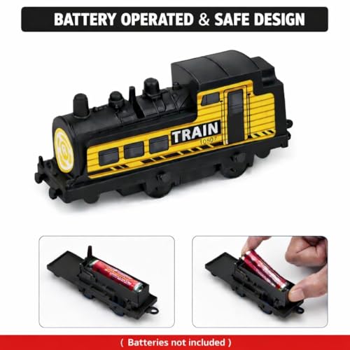 Image of Electric Express Railway Train Set for Boys | Battery Operated Engine with Coach & Track Pieces | 14 Piece Train Toy Set for Boy