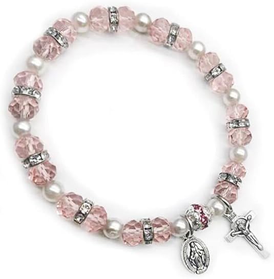 XAM Crystal Cross Bracelet Elastic Beads Stretch Rosary Bracelets Adjustable Minimalist Bracelet Women Jewelry - Image 2