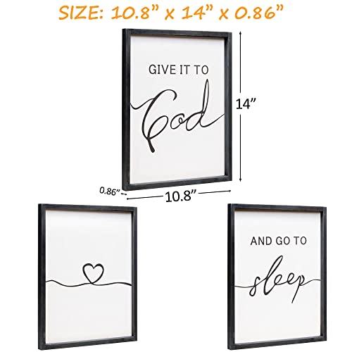 Set of 3 Framed Farmhouse Give it to God and Go to Sleep Signs 11x14” Above Bed Wall Decors for Bedroom Wood Signs (11x14 inches, Black) - Image 6