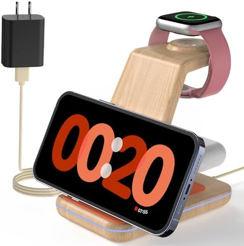JoyGeek 3 in 1 Charging Station for Apple Devices, Wireless Charger Stand for iPhone 15/14/13/12/11/SE/X/8 Pro Max Plus Mini, Charging Dock for Apple Watch Ultra/8/SE/7/6/5/4/3, AirPods Pro 2/3/2