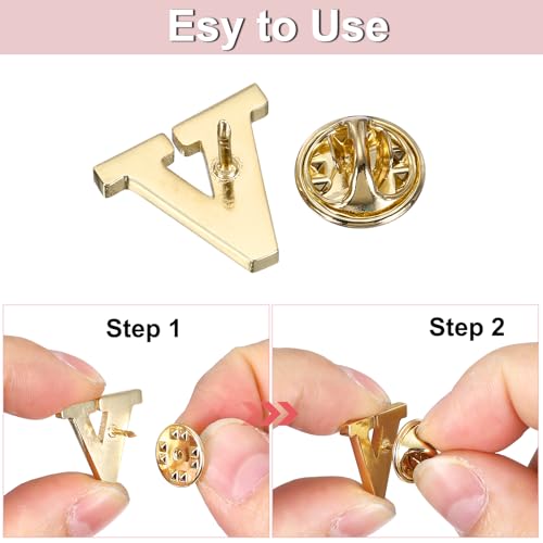 Image of PATIKIL Letter Lapel Pins, Initial Alphabet Collar Pins Letter Brooch Pins for Women Men Shirt Dress Suits