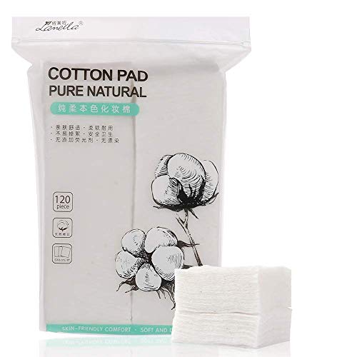 Makeup Cotton Pads Remover Cotton Pads for Face Hypoallergenic Nail Lint Free Wipes Beauty Pure Cotton Square Pads 120 Pcs