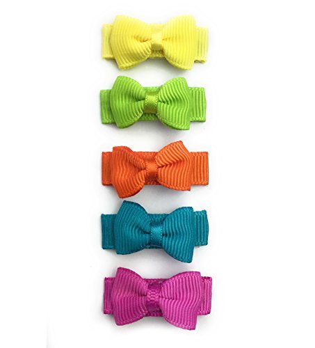 Baby Wisp 5 Tiny Tuxedo Hair Bows Baby Girls Toddlers Bright Fun Colorful Gift Set