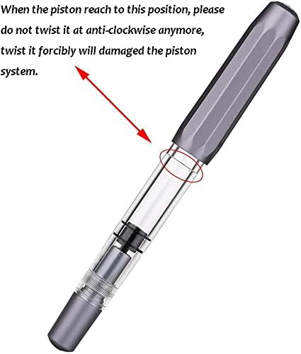Miniatura 4 de Majohn - Pluma estilográfica de pistón T1, punta media, aluminio gris, acrílico, transparente, gran capacidad de tinta