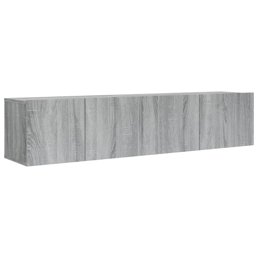 2-TLG. TV-Schrank-Set Wandmontage Grau Sonoma Holzwerkstoff