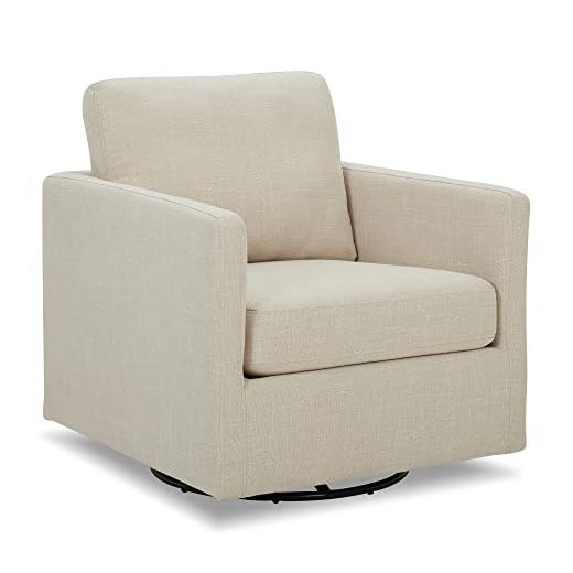 CHITA Swivel Accent Chair, Club Arm Chair, Oversized Chair for Living Room, Fully Assembled, Linen Grey