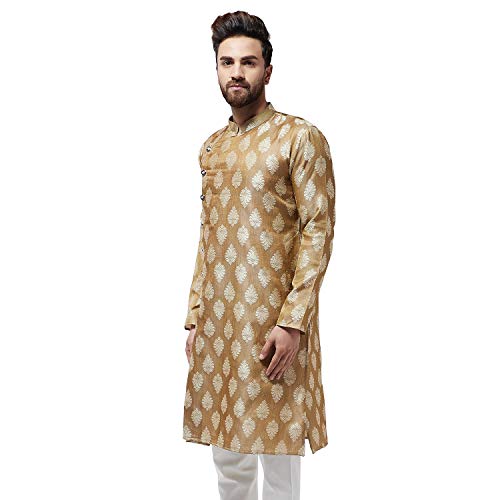 Image of SOJANYA Men's Silk Cotton Regular Fit Printed Regular Kurta