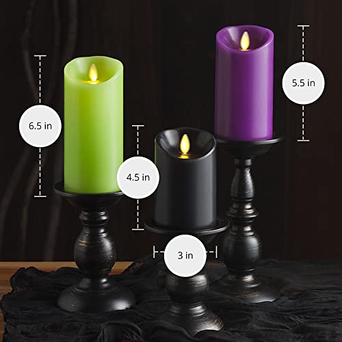 Luminara Set Of 3 Halloween Multi-Color And Size Flameless Led Candle Pillars With 10-Button Remote Control, Scalloped Edge, Unscented Real Wax, Timer #TOP4