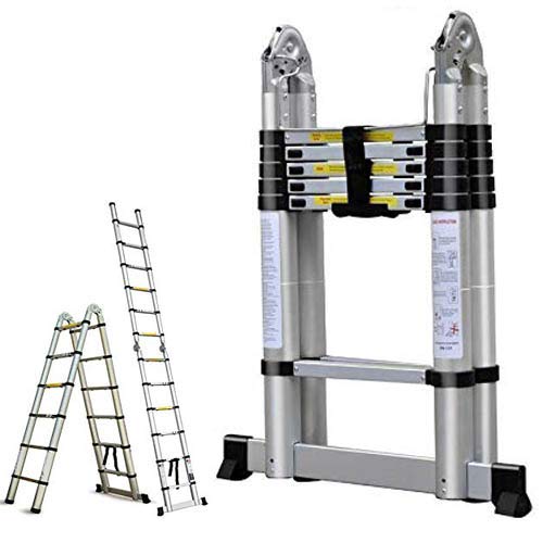 16.5FT Aluminum Telescoping Extension Ladder 330lbs Max Capacity A-Frame Lightweight Portable Multi-Purpose Folding with Support Bar Anti-Slip EN131 Certificated #1