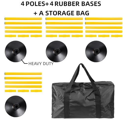 Desyeryamimi 5 FT Agility Training Poles for Soccer/Dog/Horse,Adjustable Football Basketball Speed and Agility Training Equipment,Set of 4 with Round Rubber Base