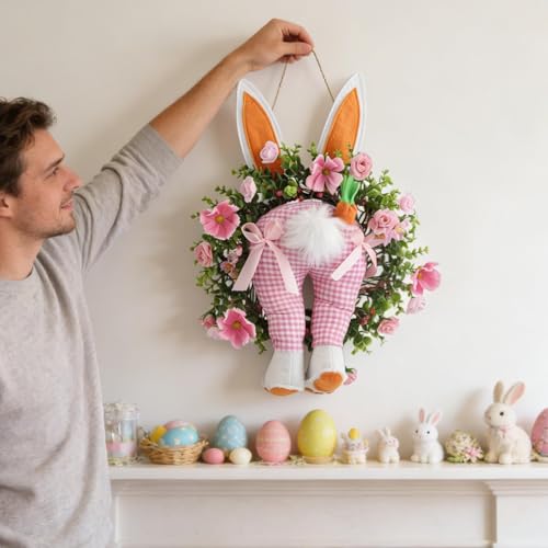 Couronne lapin de Pâques suspendre déco extérieure réutilisable