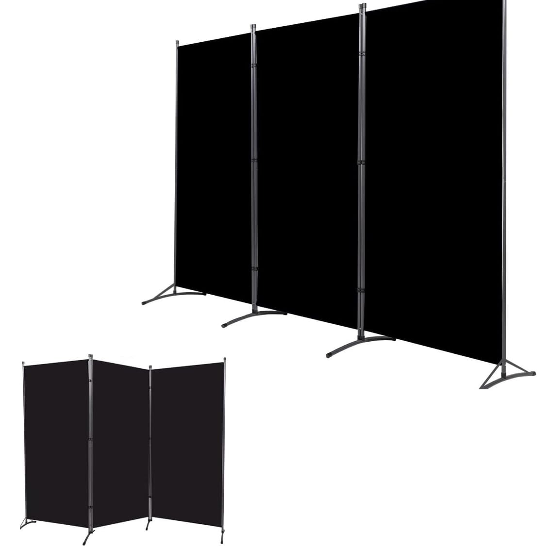 Room Divider, 3 Panel Folding Privacy Screen, Freestanding Partition, Black