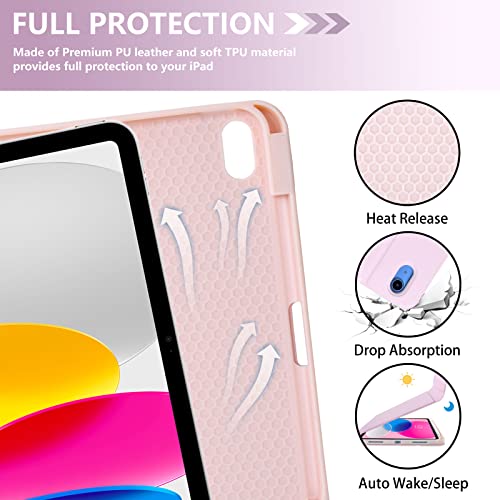 Image of iPad 10th Gen 2022 iPad 10.9 inch Case with Keyboard (Pink) Bundle with Stylus Pen for iPad, Apple Pencil for iPad 2018-2023 with Palm Rejection (Purple)