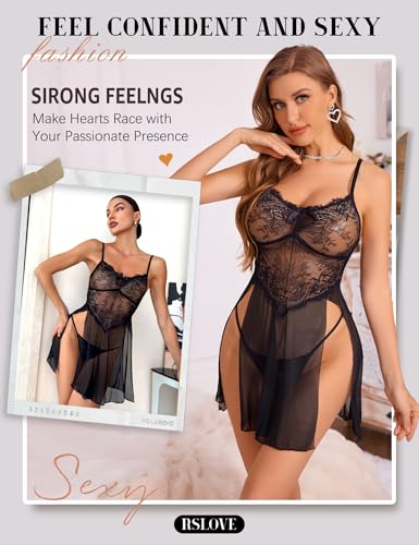 RSLOVE Women Sexy Babydoll Lingerie Lace Nightgowns Nighty Mesh Sleepwear Wedding Lingerie For Bride - image 5
