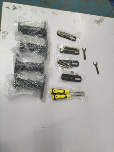YNHJQP HongYanYEU Lot de 4 pieds de meubles noirs réglables en hauteur de 12 à 18 cm, pieds en métal robustes pour cadre de lit, armoire et plus (1) – vue 8