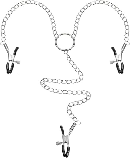 hommova Nipple Clamps Women Adult Stainless Steel Non Piercing BDSM Sex Toys for Couples 2 Nipple Clamps + Clit Clamp