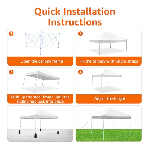 Image of Amazon Basics Outdoor Pop Up 10 x 10 Canopy Tent for Events, Portable with Easy Setup, Sun Shelter, Includes Wheeled Carry Bag, 8 Pegs, 4 Ropes, 4 Weighted Bags, White