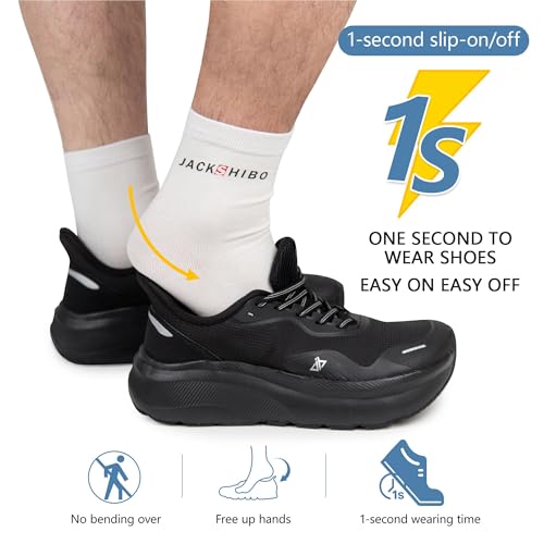 JACKSHIBO Slip in Men Hands Free Shoes Wide Toe Box Slip On Walking Running Tennis Athletic Sneakers Arch Support Plantar Fasciitis Orthopedic Shoes with Metatarsal Pads Cushion Thick Zero Drop Sole2