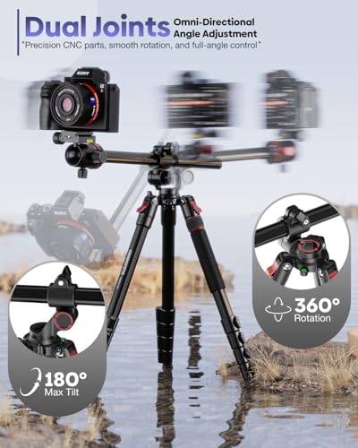 Image of 68 inch Horizontal Overhead Tripod for Camera, Aluminum Camera Tripod with Ball Head for Macro & Overhead Shooting, Detachable Monopod, 1 /4 inch Arca QR Plate, 33lb Load Capacity