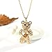 AOCHEE Teddy Bear Necklace Love Heart Crystal Pendant Jewelry for Daughter Girlfriend Princess (Yellow)