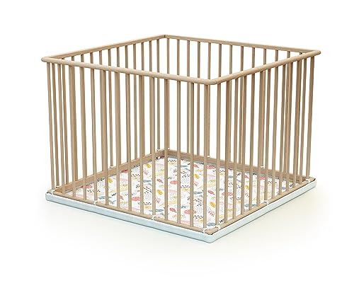 WEBABY - Parc bébé en bois 100 x 100 cm (Beige, 100x100)